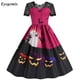 thumbnail image 1 of Vestido Retro de encaje para Halloween, disfraces de mujer de manga corta de los años 50 y 60, vestidos de fiesta Vintage con calavera y bruja, ropa aterradora para Halloween, Cosplay, 1 of 5