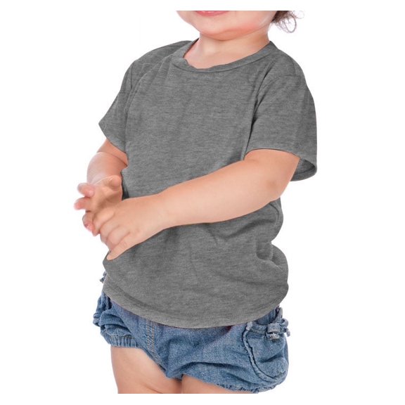 Kavio IJP0493 Infants Crew Neck Short Sleeve Tee Jersey CVC.(Replaces 0432)-Dark Heather Gray-6M