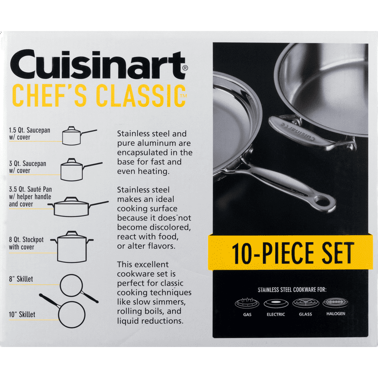 Cuisinart Chef's Classic Stainless Cookware 10 pc Set with 12
