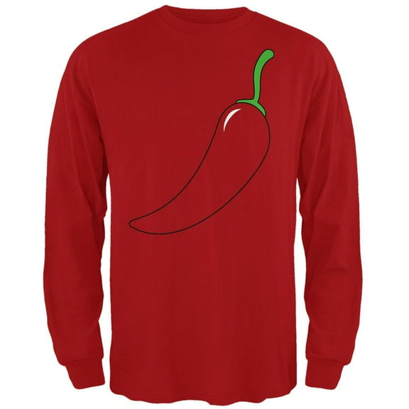 Halloween Chili Pepper Costume of Cinco de Mayo Mens Long Sleeve T Shirt Red LG