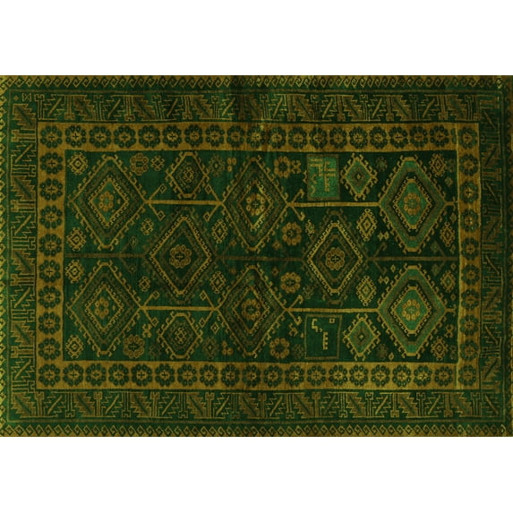 Ahgly Company Indoor Rectangle Persian Green Traditional Area Rugs, 7' x 10'