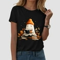 thumbnail image 2 of enyan Halloween Ladies Fall Tops Pumpkin Printed Cute T Shirts Orange Graphic Tops Fall Tee Fashion Black,S, 2 of 5