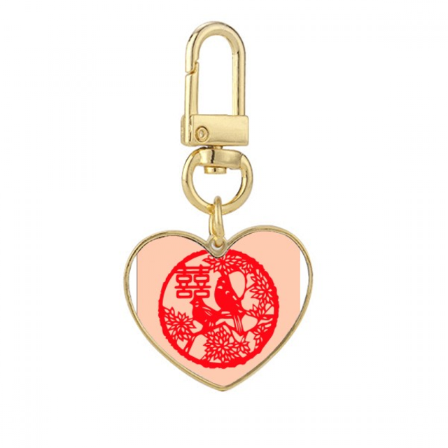 Wedding Ceremony Art Word China Gold Heart Keychain Metal Keyring Holder