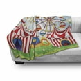 thumbnail image 3 of Ferris Wheel Soft Flannel Fleece Throw Blanket, Illustration of a Carnival with Striped Tents Ring Starbursts Pattern, Cozy Plush for Indoor and Outdoor Use, 70" x 90", Multicolor, by Ambesonne, 3 of 6