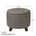 thumbnail image 3 of Joveco Fabric Button Tufted Round Storage Ottoman Stool Foot Rest Khaki, 3 of 9