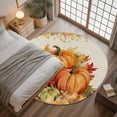 thumbnail image 3 of 4ft Round Rug, Fall Thanksgiving Non-Skid Rubber Backing Large Area Rugs - Living Room Bedroom Home Office, Rustic Orange Pumpkin Harvest Maple Leaf Indoor Floor Mat Carpets Washable Rug, 3 of 9