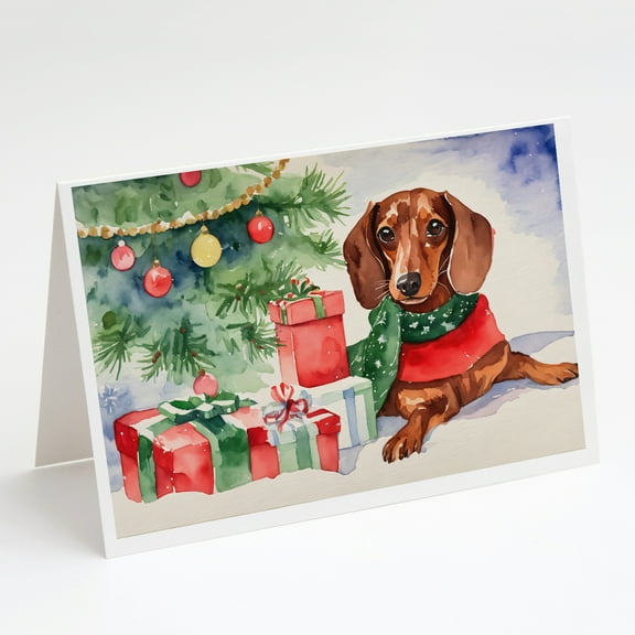 Dachshund Christmas Greeting Cards and Envelopes Pack of 8 7 in x 5 in