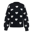 thumbnail image 5 of Heart Stripe Patchwork Sweater for Women Fall Long Sleeve Crewneck Knitted Tops Fall, 5 of 5