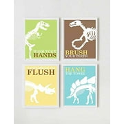 Silly Goose Gifts Adorable Dinosaur Children Bathroom Wall Decor (Set of Four)