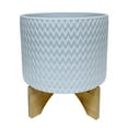 thumbnail image 1 of Sagebrook Home Jardinière à Chevrons 11 Pouces avec Support, Blanc, 1 of 1