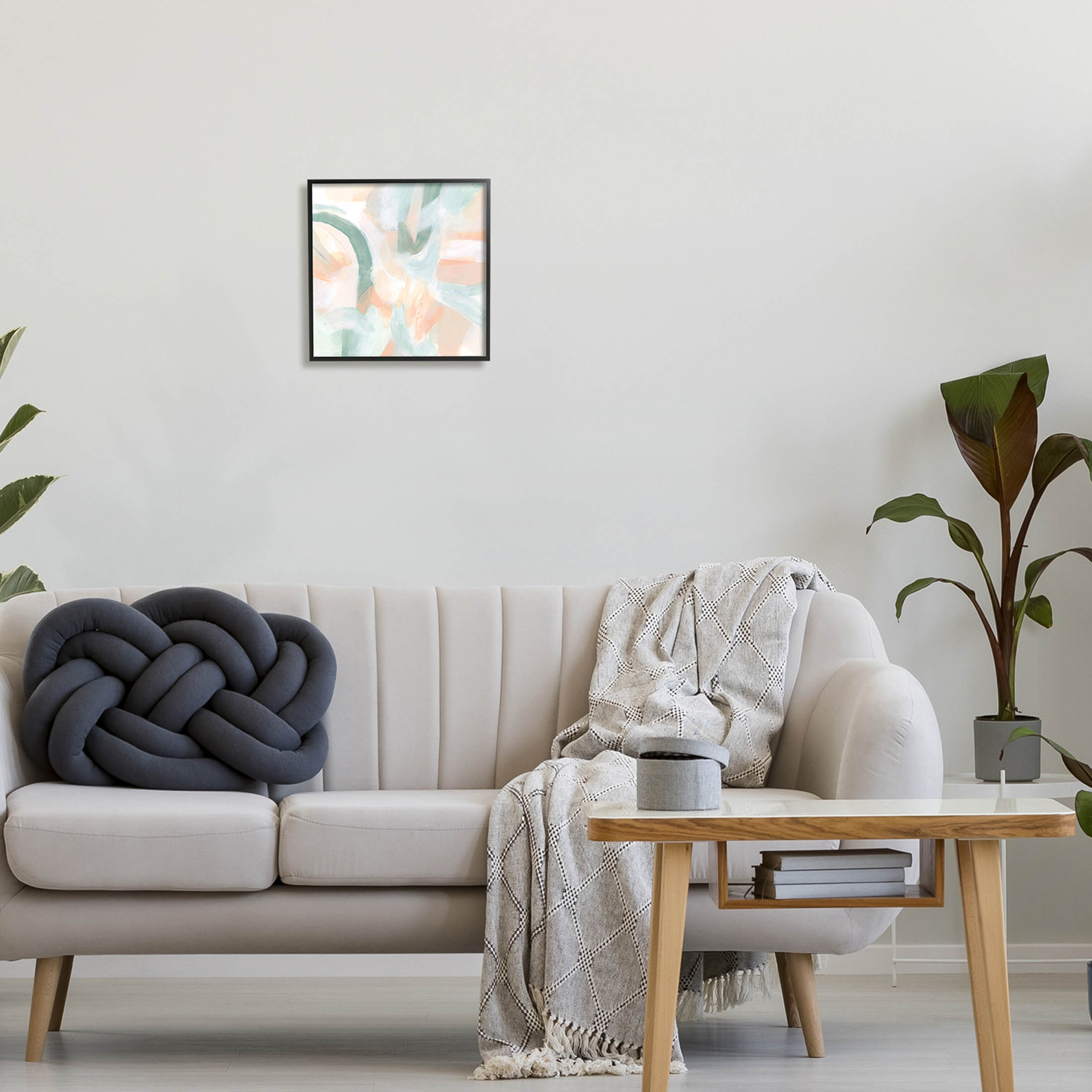 Modern Soft Shapes Arrangement Abstract Painting Black Framed Art Print Wall Art
