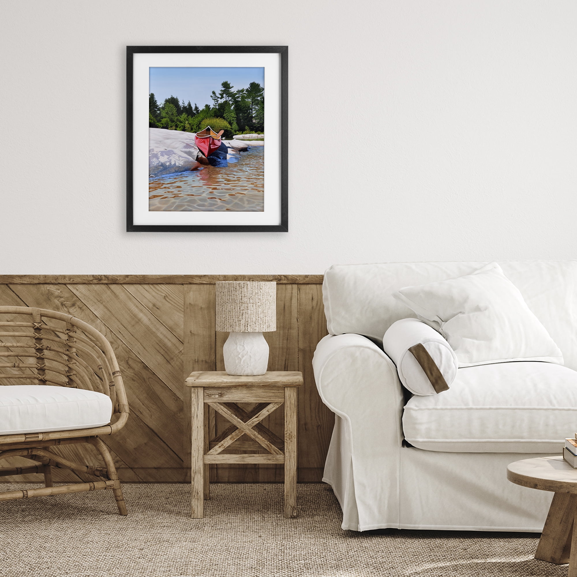 Stupell Industries Canoe at Water's Edge Black Framed Print Under Glass, design by Kenneth M Kirsch