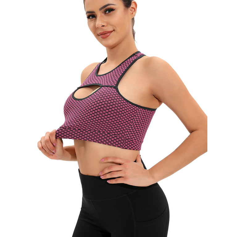 FOCUSSEXY Medium Support Sports Bra for Women with Removable Cups for  Running Workout Gym