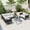 Black, variant on 5-Piece Modern Patio Outdoor Sectional Furniture Set, Outdoor Woven Rope Conversation Set with Glass Table and Cushions for Porch Balcony Backyad, Black+Gray