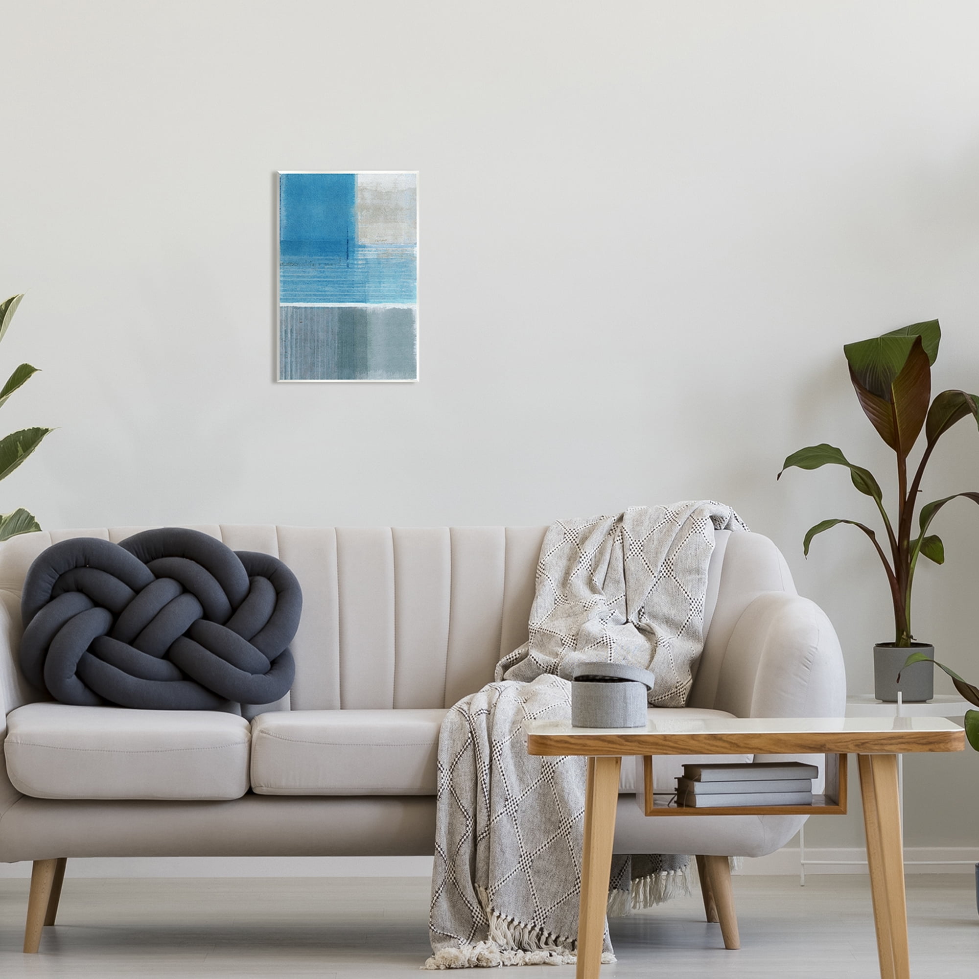 Stupell Industries Grey & Blue Painting Abstract Painting Unframed Art Print Wall Art, 10 x 15