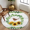 thumbnail image 2 of Round Rug 6Ft Washable Non-Slip, Spring Eucalyptus Sunflower Circle Area Rugs for Living Room Bedroom, Farmhouse Birds Gray Wood Indoor Floor Mats Carpet Runner for Home Decor Aesthetic, 2 of 8