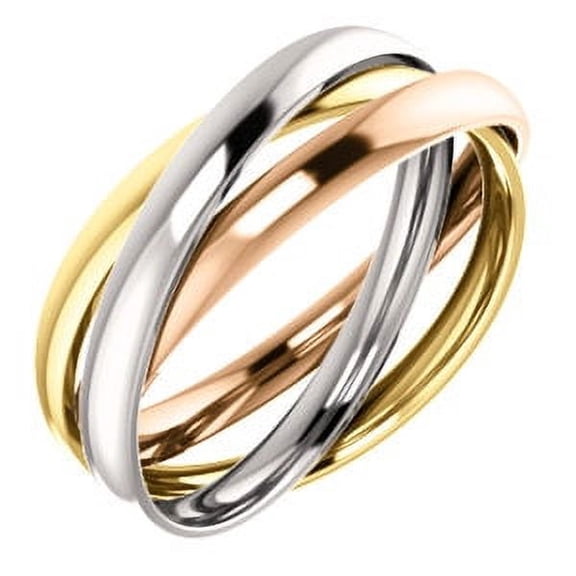 FB Jewels 14K Rose Yellow and White Tri Color Gold 3-Wedding Ring Band Rolling Ring Size 7