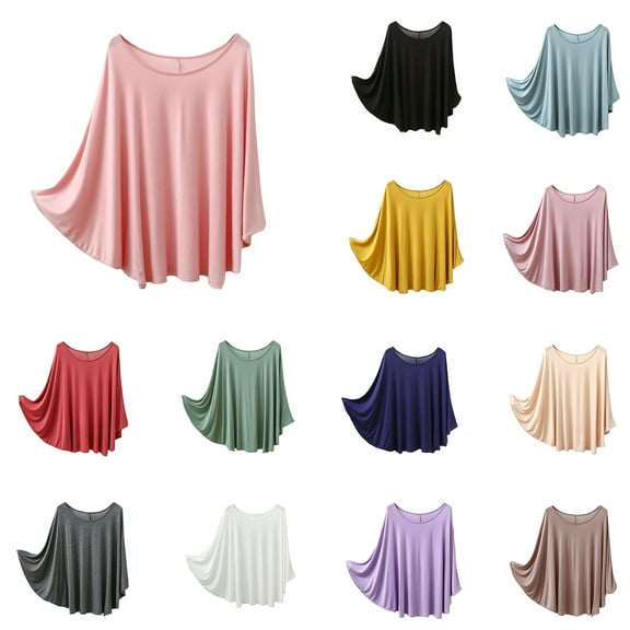 ATOYSOY Women's Crew Neck Sweatshirts Plus Size Tops Outwear Long Sleeve Tees Fall Winter Casual Cotton Coverup Shirts Solid Color Shawl Pullover Fashion Beige