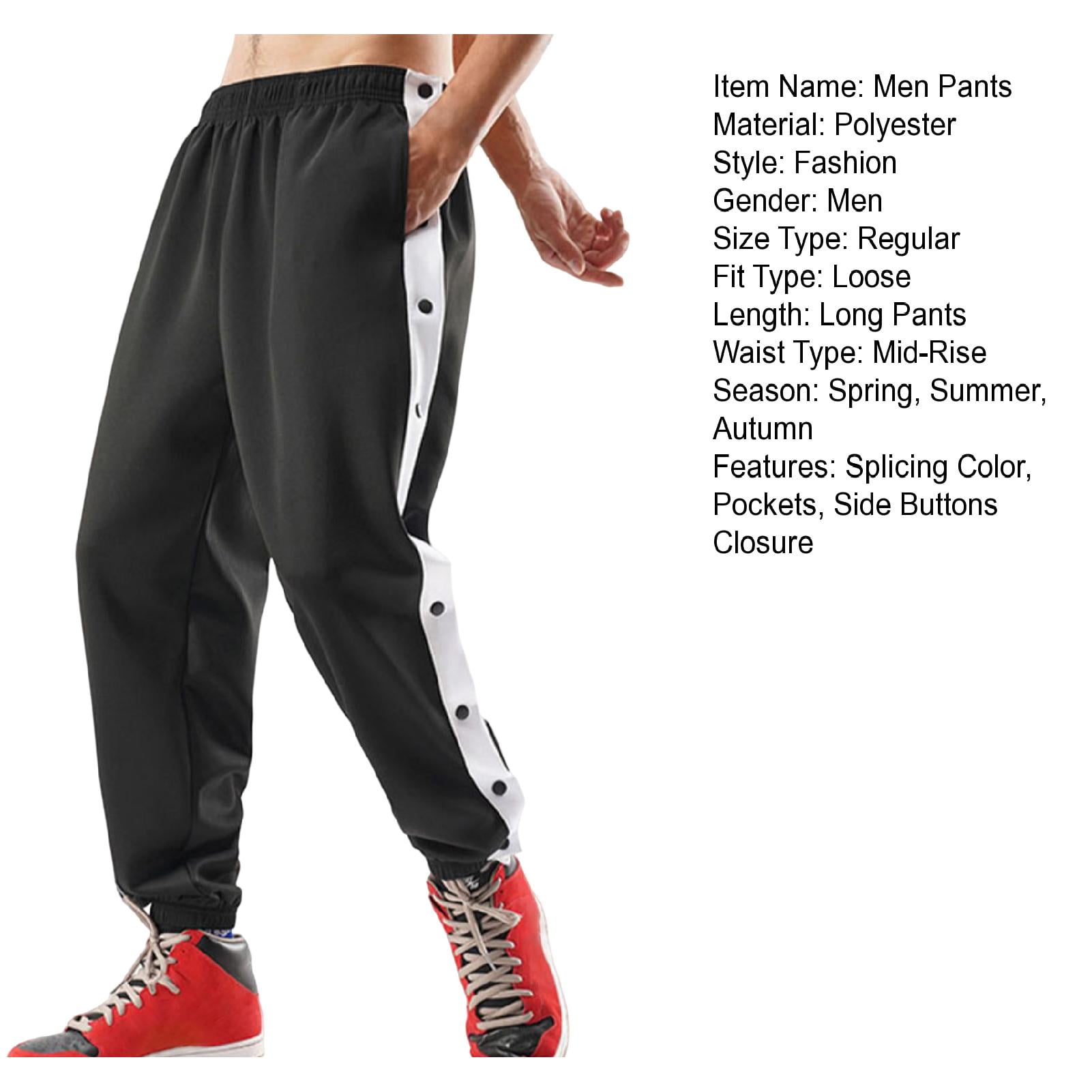  Women's Tear Away Basketball Pants High Split Snap Button  Sweatpants Warm Up Active Trousers Casual Post-Surgery Pant with Pocket  Black : Clothing, Shoes & Jewelry