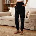 thumbnail image 5 of ABATAB Women's Cotton Linen Pants Elastic High Waisted Cinch Bottom Trousers Casual Comfy Summer Beach Clothes with Pockets, 5 of 6