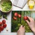 thumbnail image 2 of Forest Cutting Board, Trees Sun Rays in Woods Foliage Greenery Scenic Outdoors Tranquil Untouched, Decorative Tempered Glass Cutting and Serving Board, Large Size, Green Yellow Brown, by Ambesonne, 2 of 2