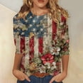 thumbnail image 2 of Women 250th Anniversary USA Shirt Women Patriotic Independence Day Shirt Women Crew Neck 3/4 Sleeve Casual Top, 2 of 5