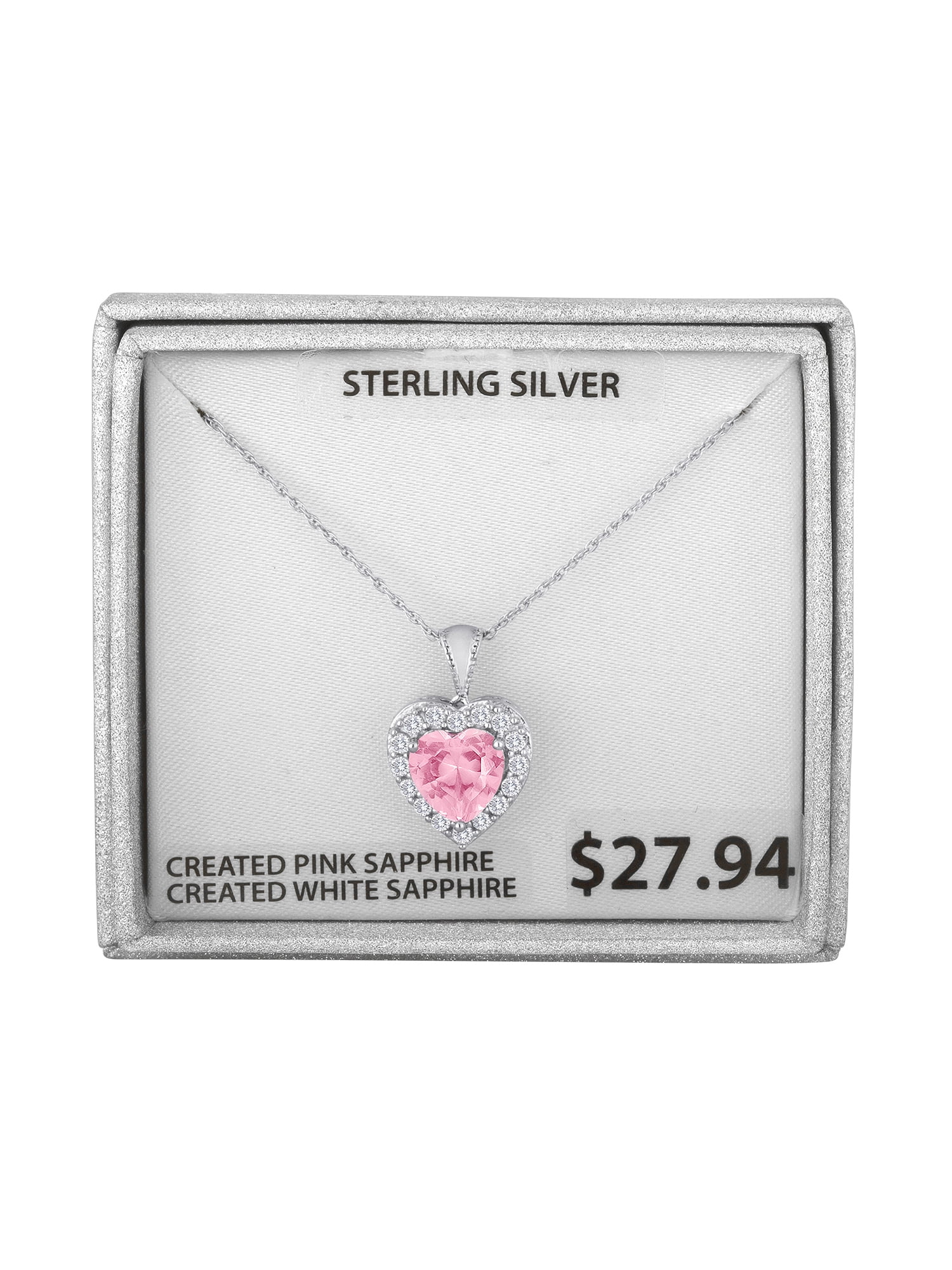 Ladies Brilliance Fine Jewelry Sterling Silver Lab Created Pink & White Sapphire Pendant, 18"