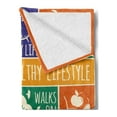 thumbnail image 2 of Fitness Soft Flannel Fleece Throw Blanket, Collage of Different Colorful Frames with Signs Vegetables Exercise, Cozy Plush for Indoor and Outdoor Use, 50" x 70", Multicolor, by Ambesonne, 2 of 5