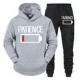 thumbnail image 5 of Conjunto de 2 piezas de sudadera y pantalones divertidos con estampado de batería "PATIENCE" para hombre, sudadera de manga larga, chándal, ropa deportiva unisex, 5 of 5