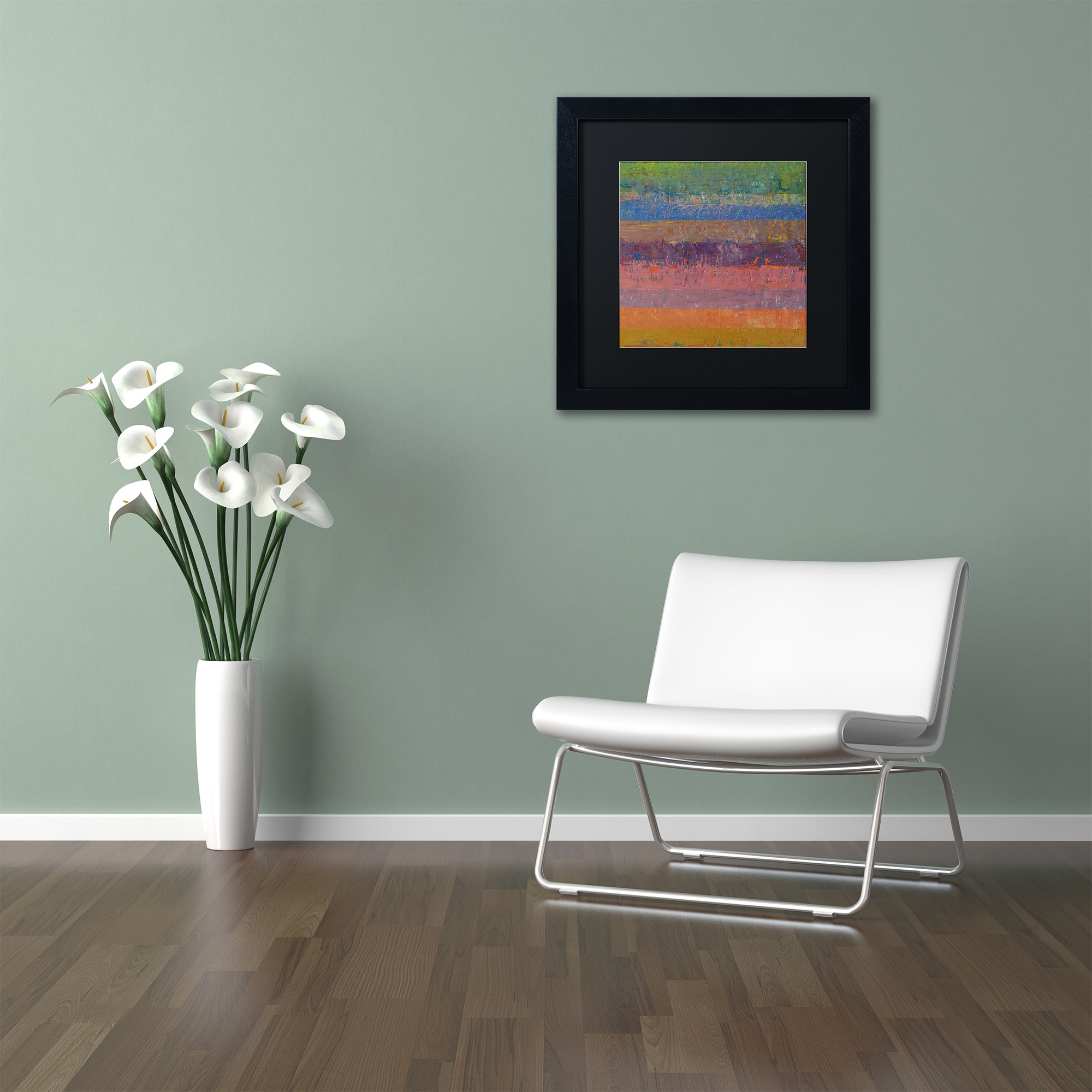 Trademark Fine Art "Pink Line" Canvas Art by Michelle Calkins, Black Matte, Black Frame