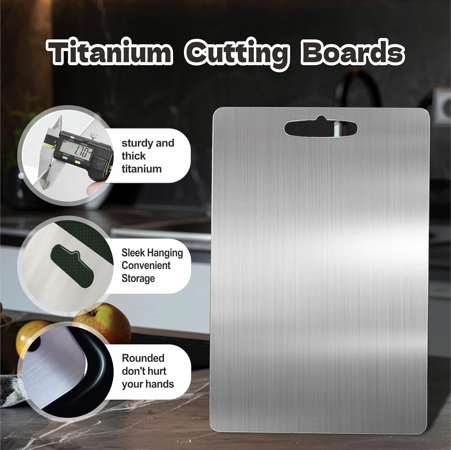 Cutting Board - 100% Pure Yamato Titanium Cutting Boards For Kitchen, Double Sided Titanium Cutting Mat From Japan, Cutting Edge Hygiene & Durability Mat, Gray, XXL