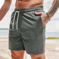 thumbnail image 2 of FAIWAD Men's Corduroy Shorts Casual Elastic Waist Drawstring Lightweight Summer Beach Shorts, 2 of 7