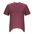 thumbnail image 4 of Women Plus Size Tops Cut Out V Neck 3/4 Sleeve Blouses Dressy Casual Tunic Tops To Wear With Leggings Woman Tee Athletic Short Sleeve Shirt Women Small Long Sleeve Shirt Tee for Women Short Sleeve, 4 of 5