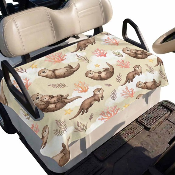 Golf Cart Seat Cover Sea Otters Club Car Golf Cart Seat Covers Soft Absorbent Golfcart Towel Blanket Coastal Animal Stars Seaweed Golf Seat Covers for Cart Decor Fits 2 & 4 Passenger 51"x31"