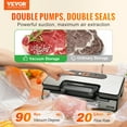 thumbnail image 3 of VEVOR Vacuum Sealer Machine, 90Kpa 130W Powerful Dual Pump and Dual Sealing, Dry and Moist Food Storage, Automatic and Manual Air Sealing System with Built-in Cutter, with Seal Bag and External Hose, 3 of 10