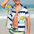 thumbnail image 7 of Gaeub Daisy Striped Nautical Print Men's Hawaiian Shirt,Button Down Short Sleeves Shirts,Tropical Beach Casual Button Down Shirts,Medium, 7 of 7
