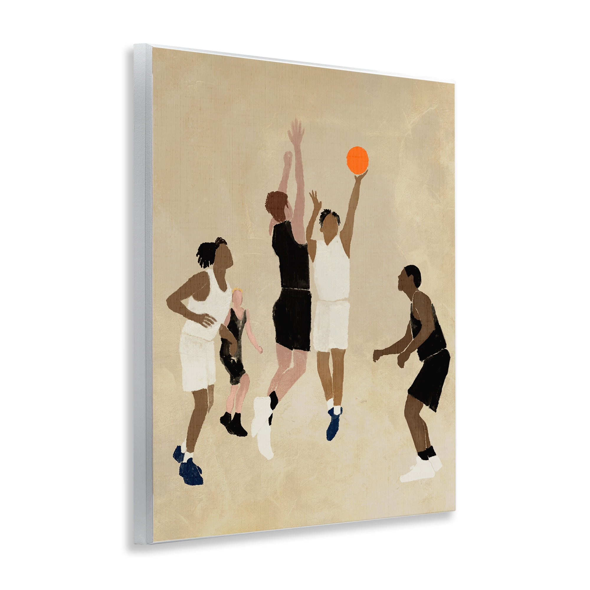 Stupell Industries Players with Basketball Sports Painting Unframed Art Print Wall Art, 11 x 14