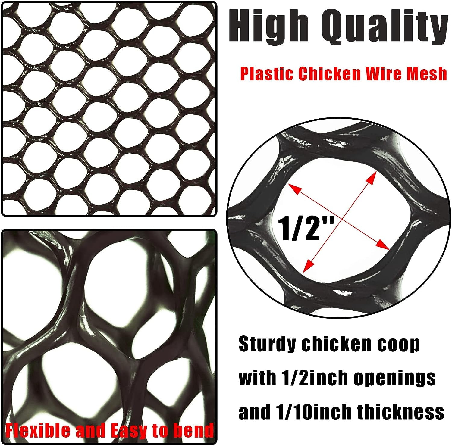 Upgraded 15.7IN x 33FT ABS Plastic Chicken Wire Fence Mesh, Poultry Fencing, Hexagonal Fencing Wire for Gardening, Construction Barrier Netting, Chicken Wire Frame Crafts, Floral Netting