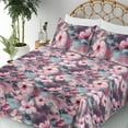 thumbnail image 3 of Ambesonne Floral Fitted & Flat Sheet with Sham 3 Pcs Set, Exotic Hibiscus Flowers Art, Twin XL, Pink Plum and Pale Blue, 3 of 5