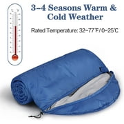 FAIRYLAND Sleeping Bags for Adults Teens Kids with Compression Sack Portable and Lightweight for 3-4 Season Camping, Hiking,Waterproof, Backpacking and Outdoors Dark blue