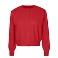 thumbnail image 3 of Ediodpoh Women’s Casual Solid Color Wool Knit Button Front Cardigan Short Jacket Sweater Top Cardigan for Women Red M, 3 of 3