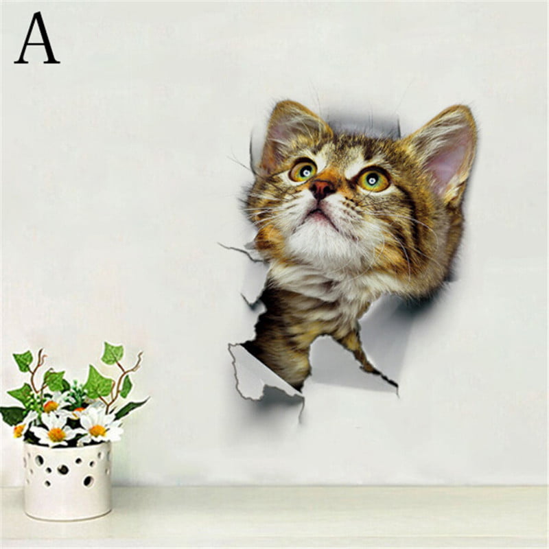 Cute Cat Wall Sticker For Living Room Bedroom Cupboard Toilet Decoration TB 