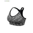 thumbnail image 3 of BadPiggies Womens Quick Dry Removable Pads Sports Bra Mesh Wirefree Yoga Brassiere Push Up Seamless Fitness Bras (XL, Gray), 3 of 10