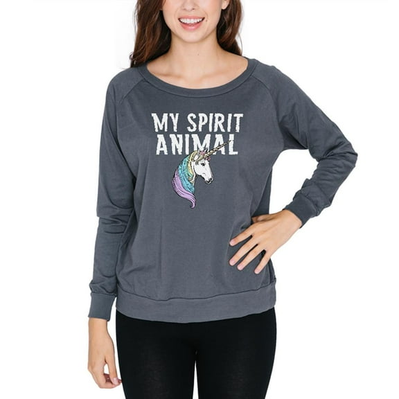 My Spirit Animal Unicorn Juniors Long Sleeve Slouch Top