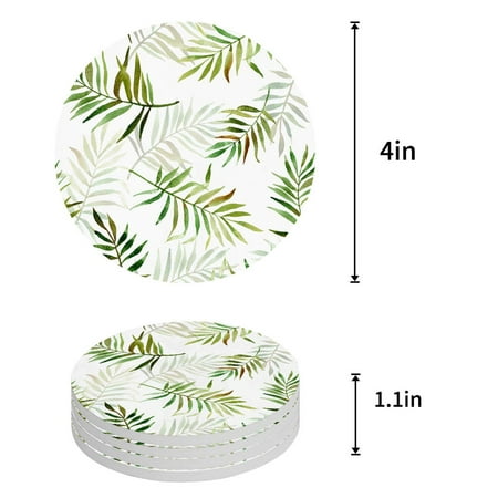 

ZHANZZK Summer Seaside Palm Trees Set of 8 Round Coaster for Drinks Absorbent Ceramic Stone Coasters Cup Mat with Cork Base for Home Kitchen Room Coffee Table Bar Decor