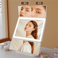 thumbnail image 5 of Yzhappy Makeup Vanity Mirror with Lights, 1X 2X 3X Magnification, Lighted , Touch Control, Trifold , Dual Power Supply, Portable LED Makeup Mirror, Women Gift (White), 5 of 6
