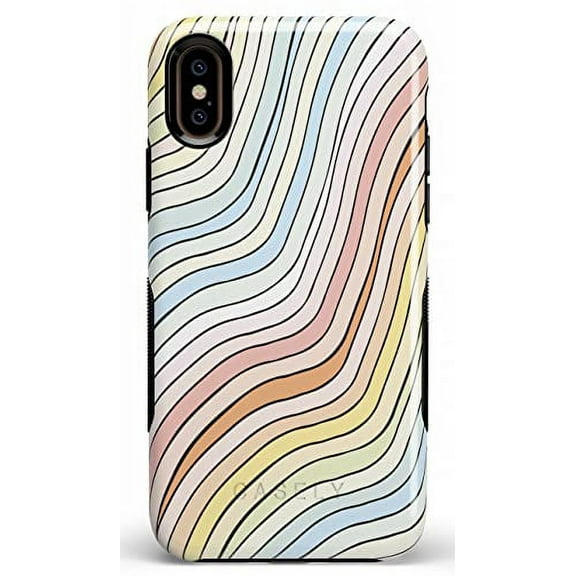 Casely iPhone X/XS Phone Case | Ride The Wave | Pastel Rainbow Lined Case