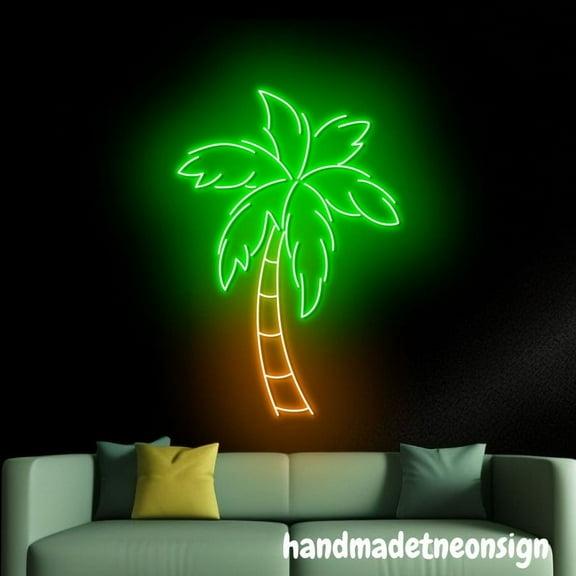 Handmadetneonsign Palm Tree Neon Sign, Palm Tree Wall Art Decor, Beach Led Light, House Wall Decor 60036
