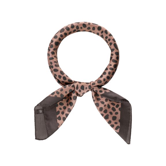 INSPIRE CHIC 70cm Animal Leopard Print Silk Feeling Square Scarf Kerchief Neckerchief Bandana 27.56*27.56'' Coffee