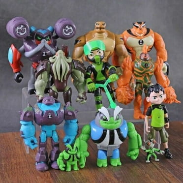 11Pcs PVC Action Figures Toys Set Ben 10 Ten Tennyson Four Arms Heatblast Gifts Cinematic Model Statue Toy for Kids Classic Movice Style Miniature Action Figurine for Fans